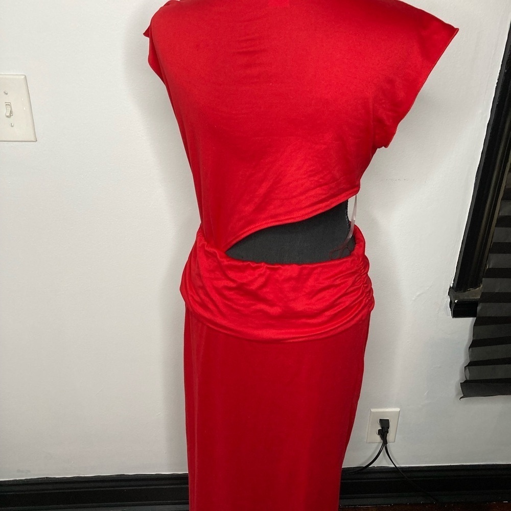 Chic Red Cutout Maxi Dress - Picture 8 of 10